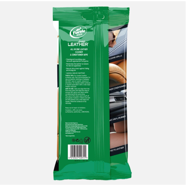Turtle Wax Luxe Leather Conditioner & Cleaner Wipes