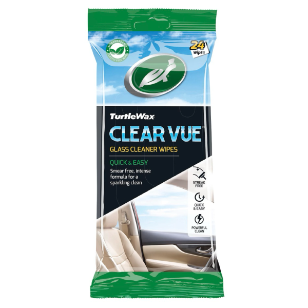Turtle Wax ClearVue Car Glass Cleaner Wipes - Quick & Easy Streak Free Glass Wipes