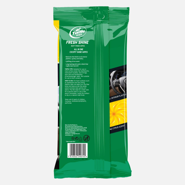 Turtle Wax Fresh Shine Matt Wipes - Spring Fresh Scent