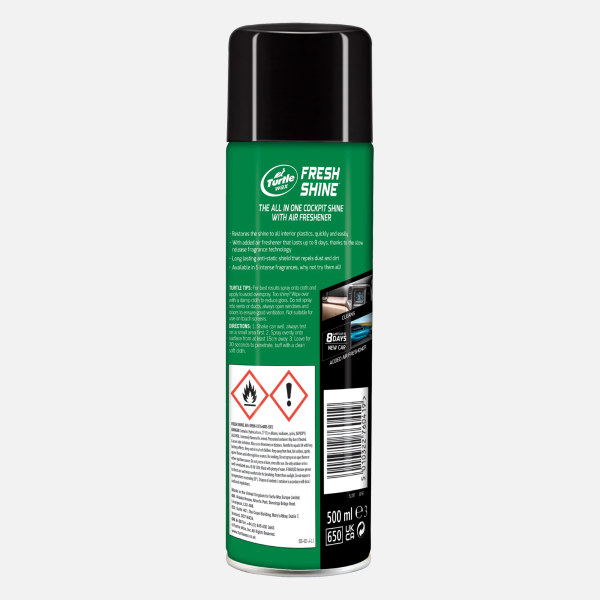 Turtle Wax Fresh Shine Interior Cockpit, Dashboard & Trim Cleaner - New Car Scent (500ml)