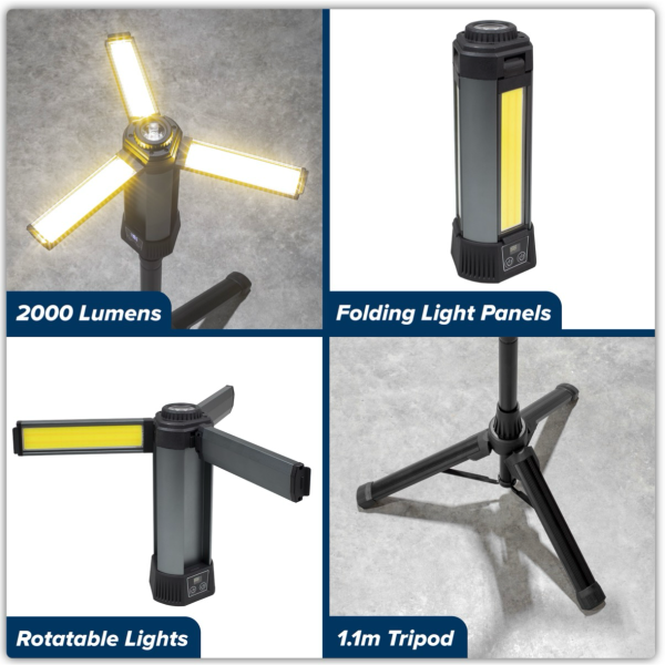 Sealey Rechargeable Flexible Floodlight with Tripod -24W COB LED & 5W SMD LED